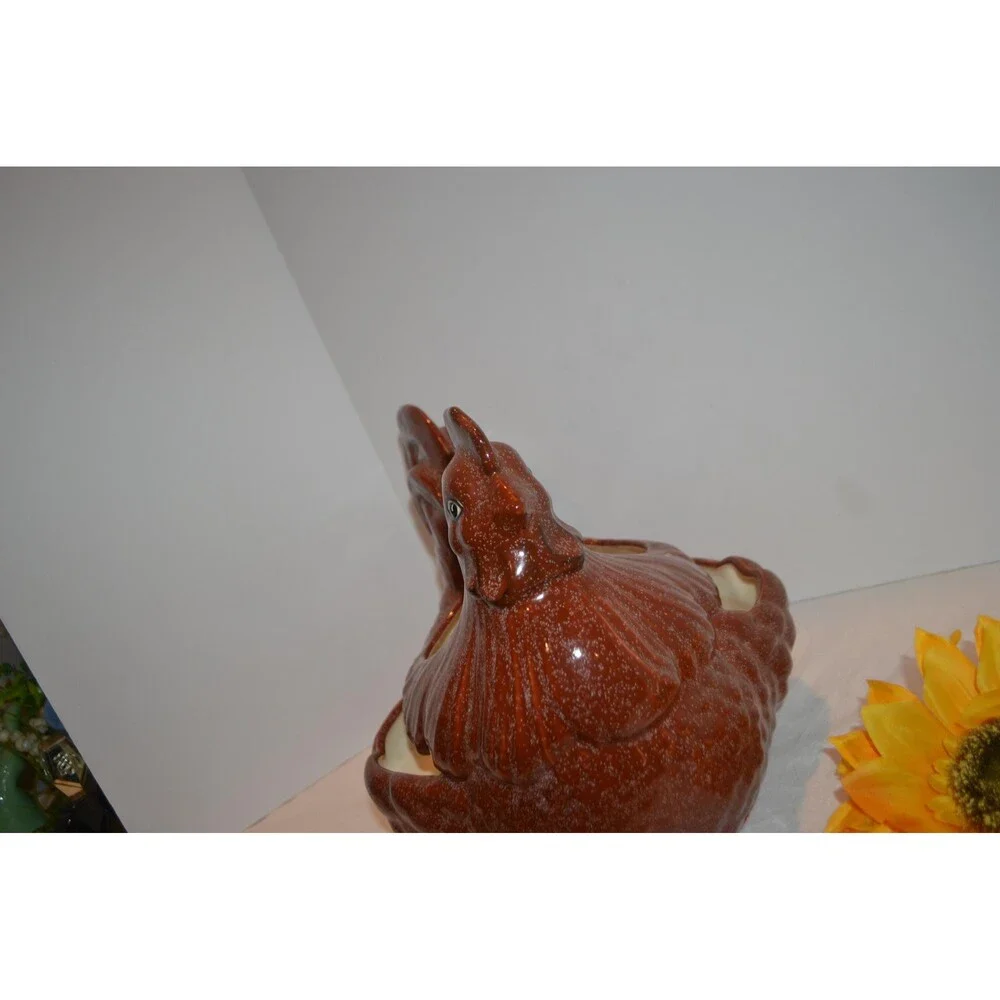 Vintage Chicken Planter 70s Catch All Rustic